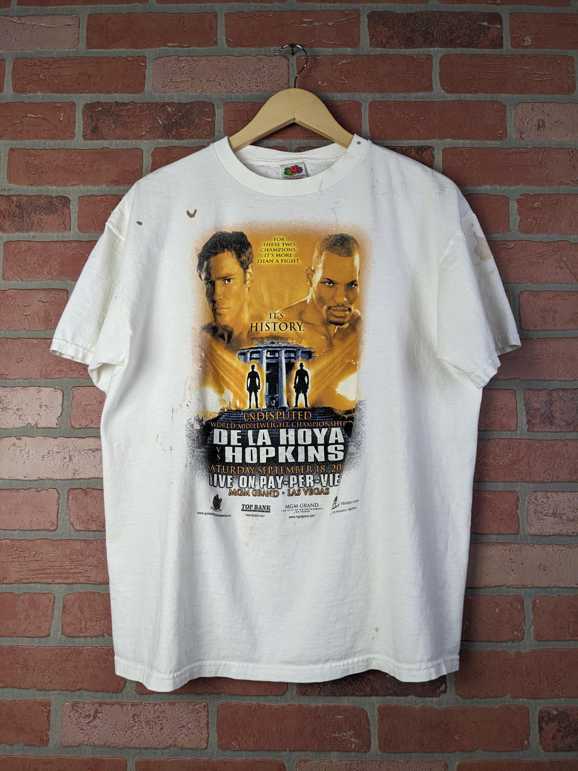 Vintage 2004 Distress De La Hoya v Hopkins ORIGINAL Boxing PPV Fight Promo Tee - Extra Large