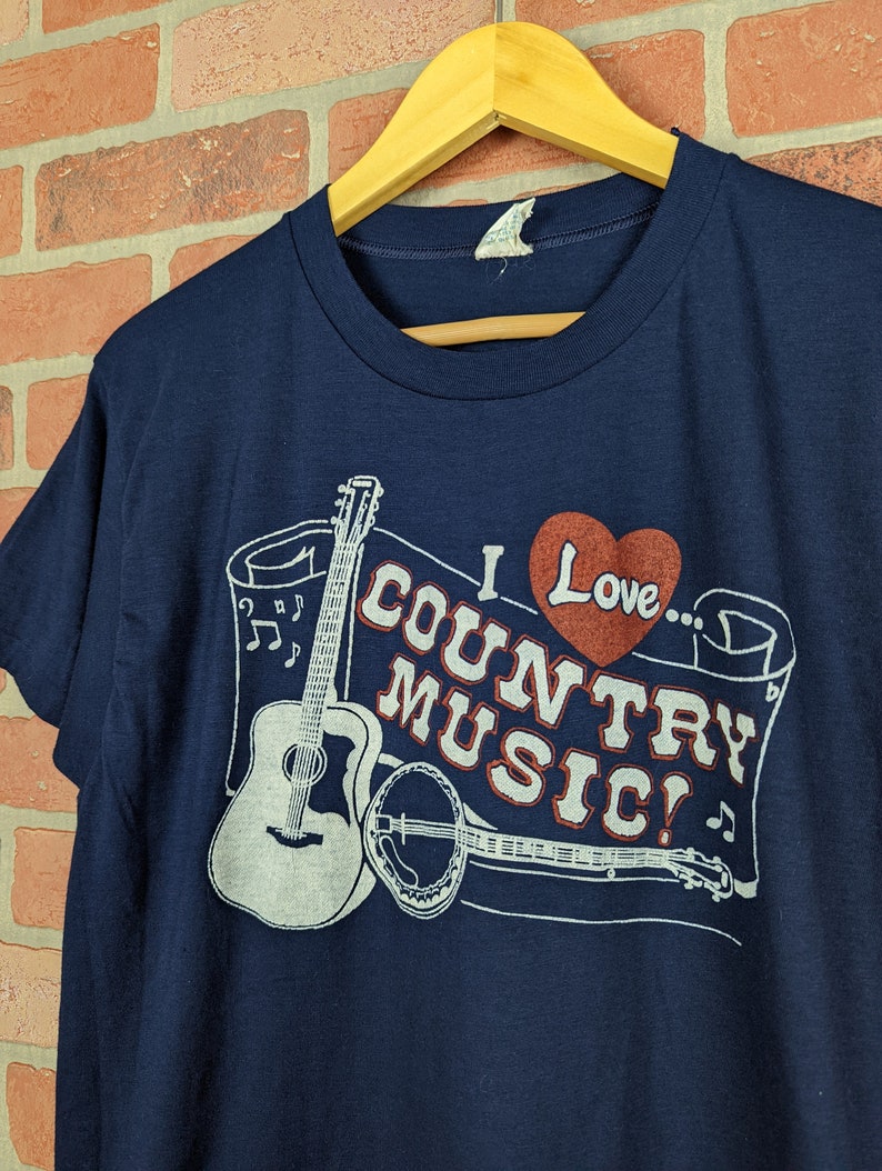 Vintage 70s / 80s I Love Country Music ORIGINAL Graphic Tee Medium image 2