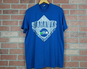 Vintage 80s NFL Seattle Seahawks Football ORIGINAL Sports Tee - Extra Large (fits Large)