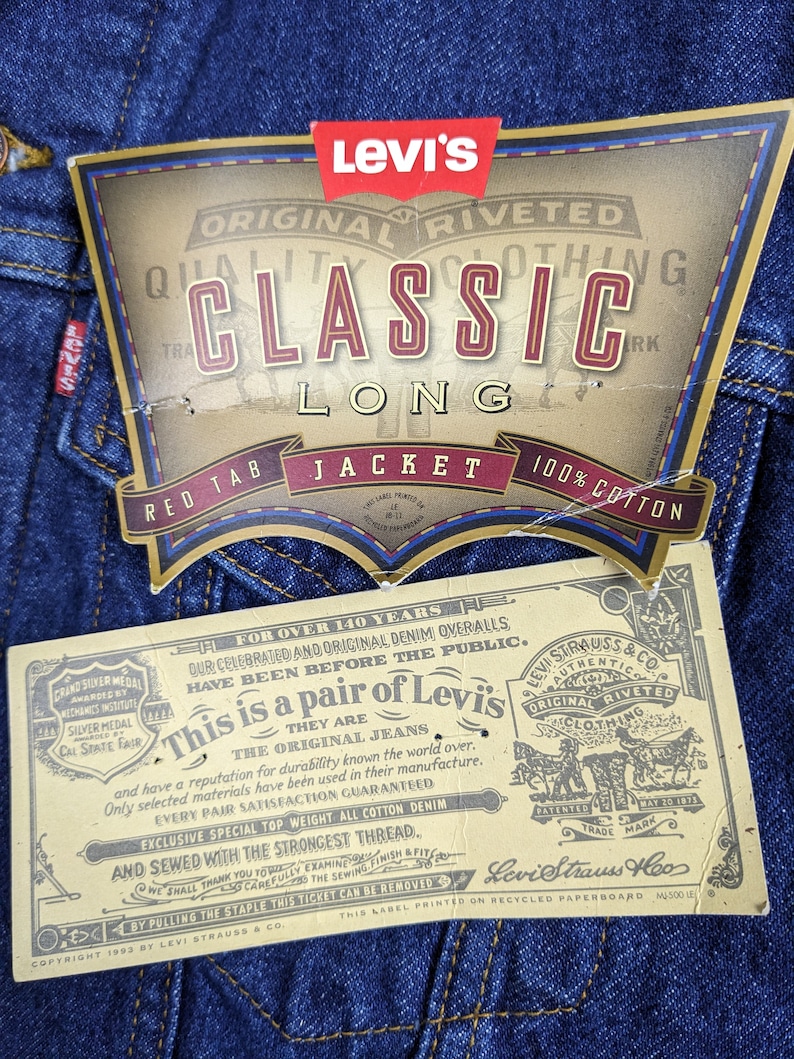 Vintage 90s DSWT Certificate Made in USA Levi's ORIGINAL Blanket Lined Trucker Jacket 71506-0316 44 Long image 3