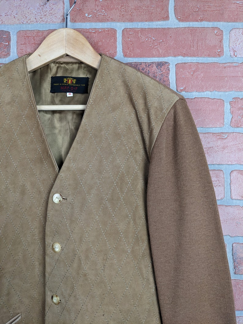 Vintage 70s May D&F ORIGINAL Quilted Suede Wool Combo Jacket Medium / Large image 2