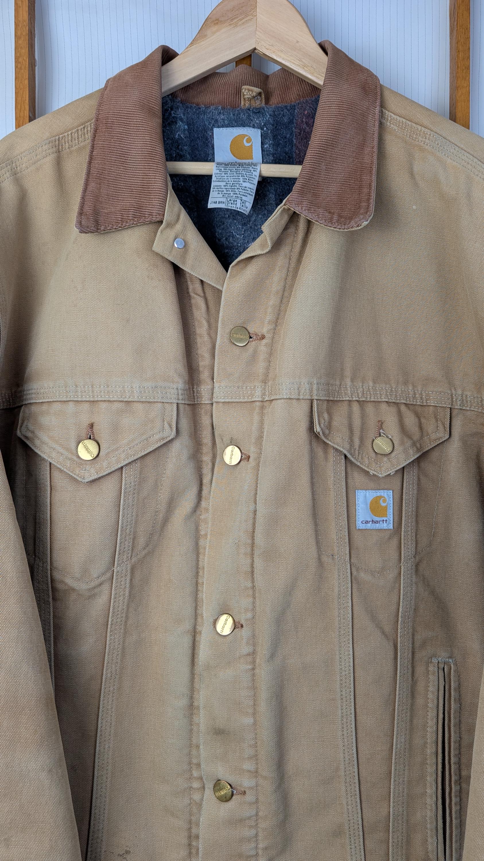 t*a様 90s Carhartt tracker jacket Vintage 90s Carhartt J148BRN Canvas Trucker Jacket - Large Tall - Etsy