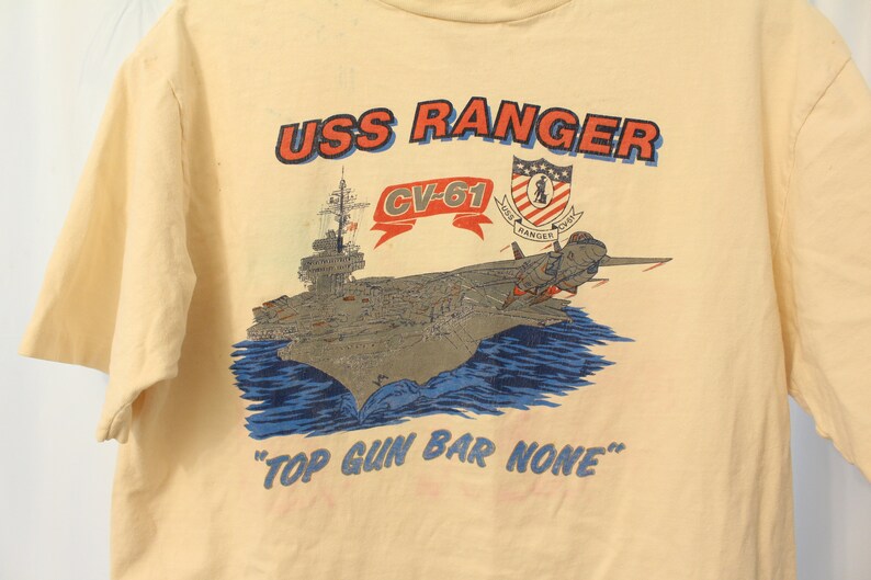Vintage 80s Uss Ranger Cv 61 Top Gun Bar None M Etsy