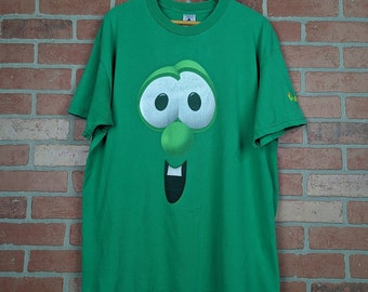 Vintage 90s Veggietales Larry Big Face ORIGINAL Cartoon Promo Tee - Extra Large