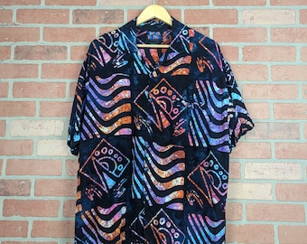 Vintage 90s Y2k Tropical Trantrum ORIGINAL Complicated Pattern Button Down Shirt - Large