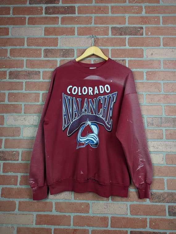CustomCat Colorado Avalanche 90's Retro NHL Crewneck Sweatshirt White / XL