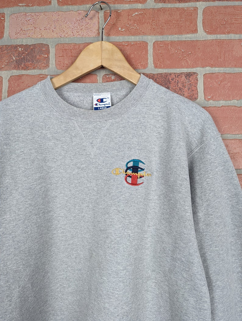 Vintage 90s Embroidered Champion ORIGINAL Crewneck Sweatshirt Large image 2