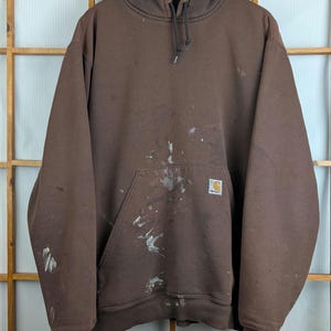 Vintage 00s Y2k Faded Painted Distressed Carhartt Hoodie - Large image 1