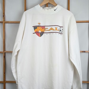 T-shirt à col cheminée Nike Real Soccer à manches longues, vintage des années 90 et 2000 - Grand image 1