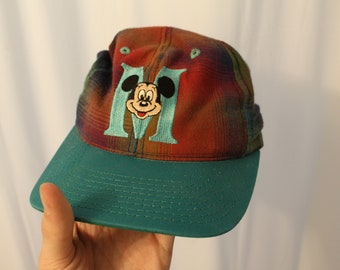 Vintage 90s Plaid Mickey Mouse Snapback - OS