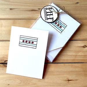 Chicago Flag Blank Note Cards/Greeting Cards and envelopes - 7 pk (Pack of seven blank greeting cards)
