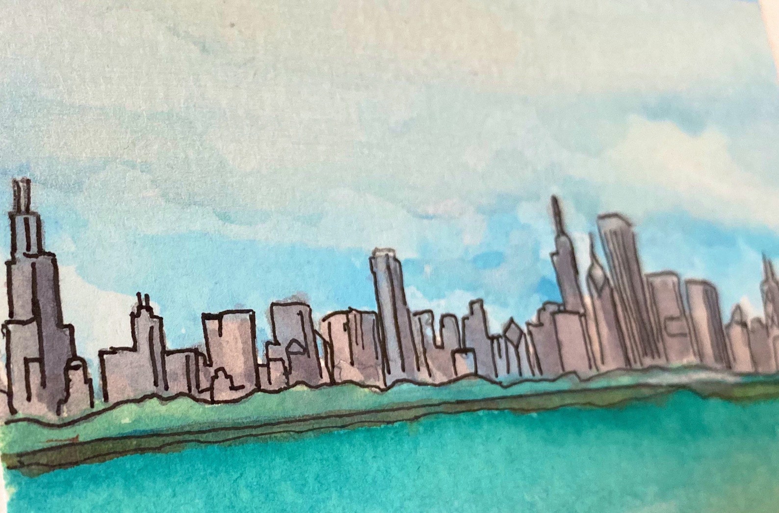 Chicago Skyline Greeting Card Etsy