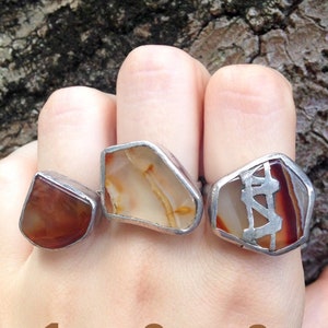 Beautiful Carnelian Rings in Silver Setting. Handmade by Award Winning Silversmith Serzhan Bashirov (Kazakhstan)