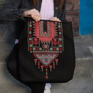 Palestinian Thobe Tatreez Embroidery Stitch Design Print Tote Bag Available in S-L Free Palestine