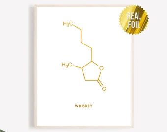 Impression de feuille de décor de barre de molécule de whisky - cadeau de whisky - molécule de bourbon - art de molécule - cadeau de professeur de sciences - chimie organique