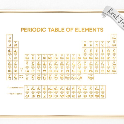 periodic table of elements gold foil print periodic table etsy