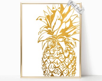 Gold Pineapple Poster Foil Print - Pineapple Wall Art - Pineapple Art - Pineapple Print - Pineapple Art Print - Pineapple Gold Foil Print