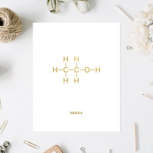 Vodka Molecule Bar Decor Foil Print - Ethanol - Vodka Sign - Molecule Wall Art - Bar Decorations - Organic Chemistry - Molecule Art image 3
