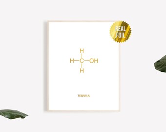 Tequila Molecule Bar Decor - Methanol - Tequila Sign Bar Decorations - Tequila Gifts - Molecule Wall Art - Organic Chemistry - Chemistry Art