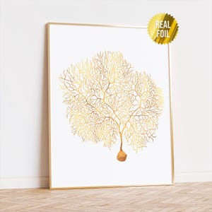 Neuron Brain Anatomy Foil Print Set of 4 - Purkinje Brain Cell Art ...