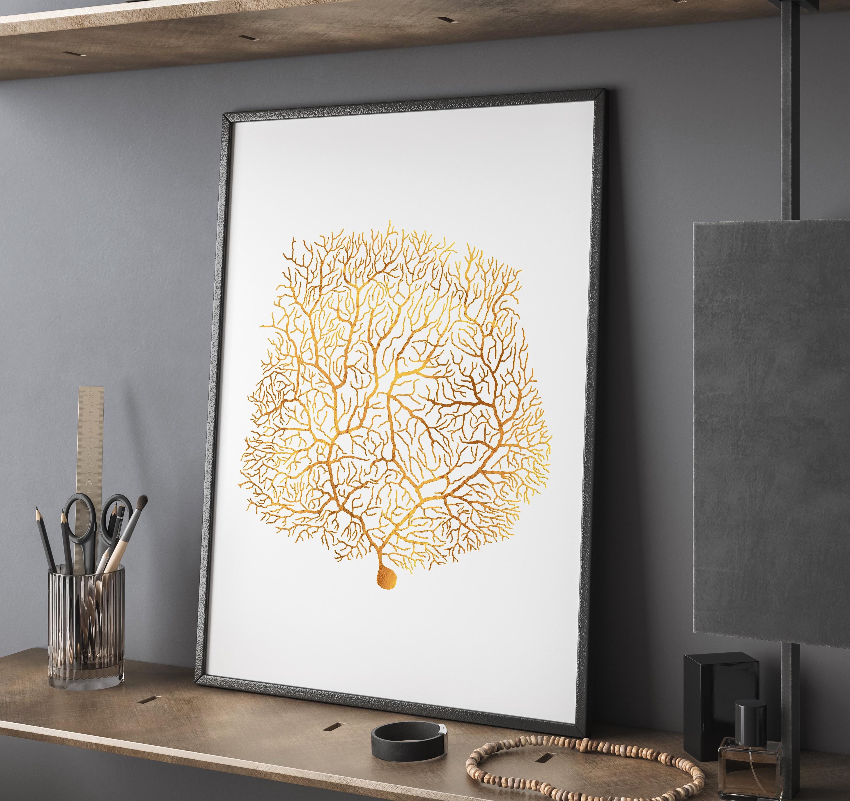 Neuroscience Brain Cell Art Foil Print - Purkinje Neuroscience Art ...