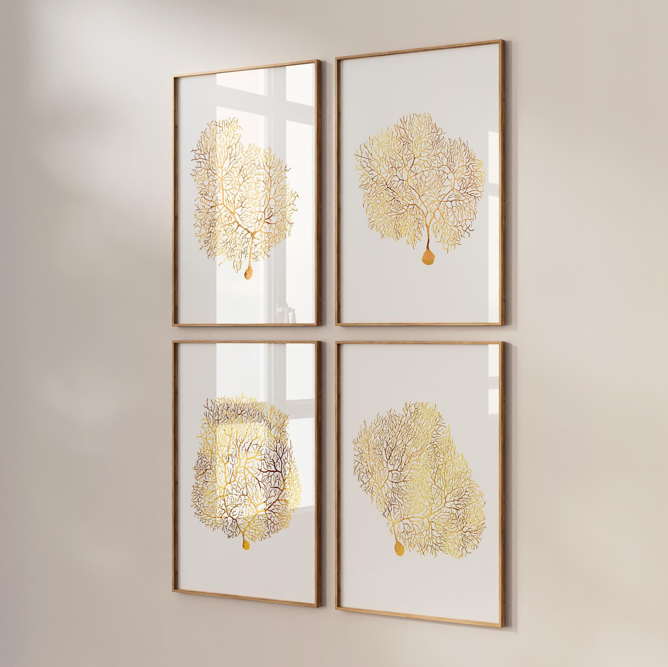 Neuron Brain Anatomy Foil Print Set of 4 - Purkinje Brain Cell Art ...