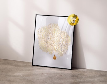 Human Brain Cell Foil Print - Occupational Therapy Office Decor - Psychologist Wall Art - Neuroscience Anatomy Poster - Purkinje Neuron Art