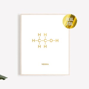 Vodka Molecule Bar Decor Foil Print - Ethanol - Vodka Sign - Molecule Wall Art - Bar Decorations - Organic Chemistry - Molecule Art image 1