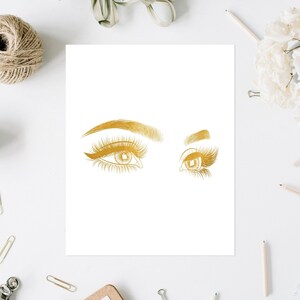Glam Wall Art Makeup Artist Eyelashes Print - Salon Wall Decor - Eyebrow Print - Vanity Wall Decor - Beauty Salon Decor - Salon Sign image 3