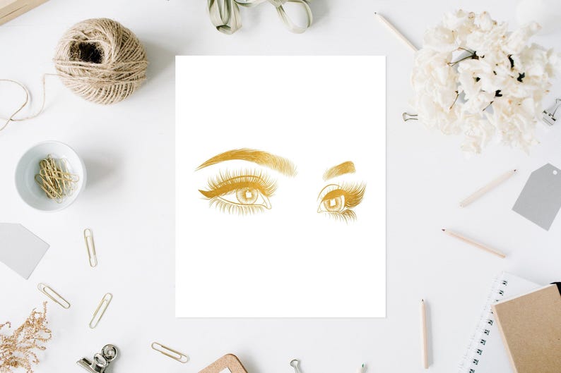 Glam Wall Art Makeup Artist Eyelashes Print - Salon Wall Decor - Eyebrow Print - Vanity Wall Decor - Beauty Salon Decor - Salon Sign image 3