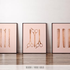 Hair Salon Decor Hair Stylist Foil Print Set of 3 - Beauty Salon Decor - Hair Stylist Gift - Hair Salon Wall Art - Hairdresser Gift