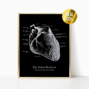 Personalisierter Anatomischer Herz Foliendruck - Menschliches Herz Krankenpflege Schüler - Krankenpflege Abschluss Geschenk - Kardiologie Anatomie Poster