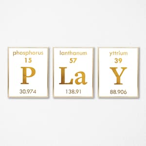 Ensemble de 3 imprimés de signes de jeu tableau périodique - Tableau périodique des éléments - Tableau périodique des éléments - Décoration scientifique - Poster scientifique