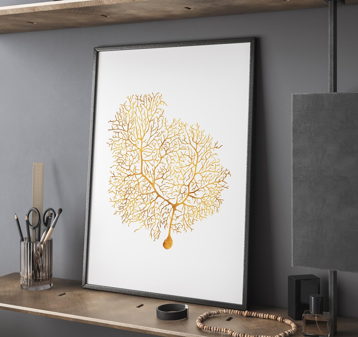 Neuron Anatomy Brain Art Foil Print - Neuroscience Classroom Decor ...