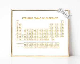 Stampa in lamina d'oro della tavola periodica degli elementi - Decorazione murale della tavola periodica - Regalo per insegnanti di scienze - Stampa della tavola periodica - Regalo per la chimica