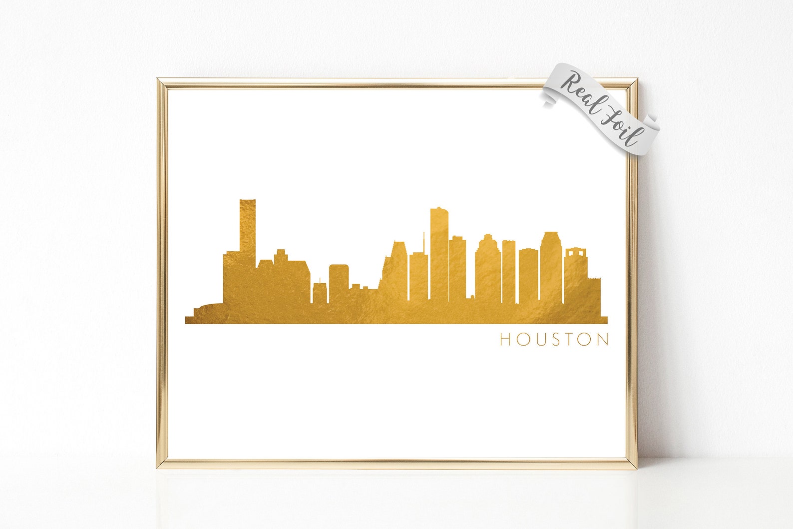 Houston Skyline Wall Art Gold Foil Print Houston Texas Etsy