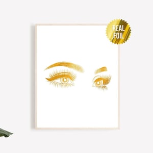 Glam Wall Art Makeup Artist Eyelashes Print - Salon Wall Decor - Eyebrow Print - Vanity Wall Decor - Beauty Salon Decor - Salon Sign image 1