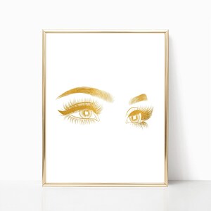 Glam Wall Art Makeup Artist Eyelashes Print - Salon Wall Decor - Eyebrow Print - Vanity Wall Decor - Beauty Salon Decor - Salon Sign image 2