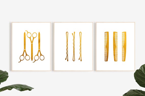 Hair Salon Decor Hair Stylist Foil Print Set Of 3 Beauty Etsy