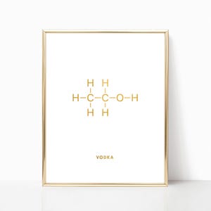 Vodka Molecule Bar Decor Foil Print - Ethanol - Vodka Sign - Molecule Wall Art - Bar Decorations - Organic Chemistry - Molecule Art image 2