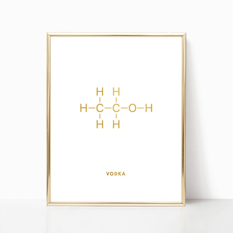 Vodka Molecule Bar Decor Foil Print - Ethanol - Vodka Sign - Molecule Wall Art - Bar Decorations - Organic Chemistry - Molecule Art image 2