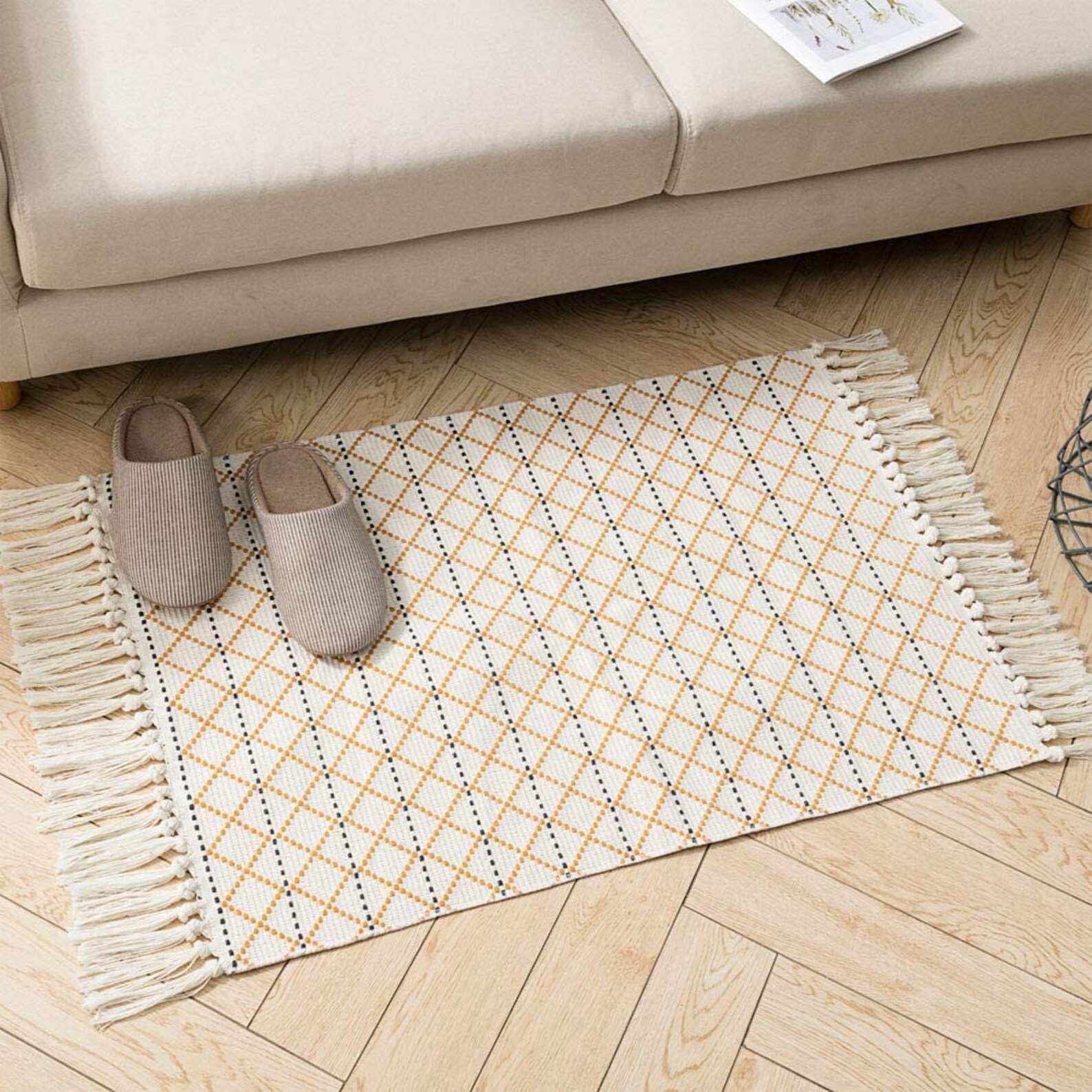 Boho Rug Small and Large Cotton Woven Area Rug Washable Etsy