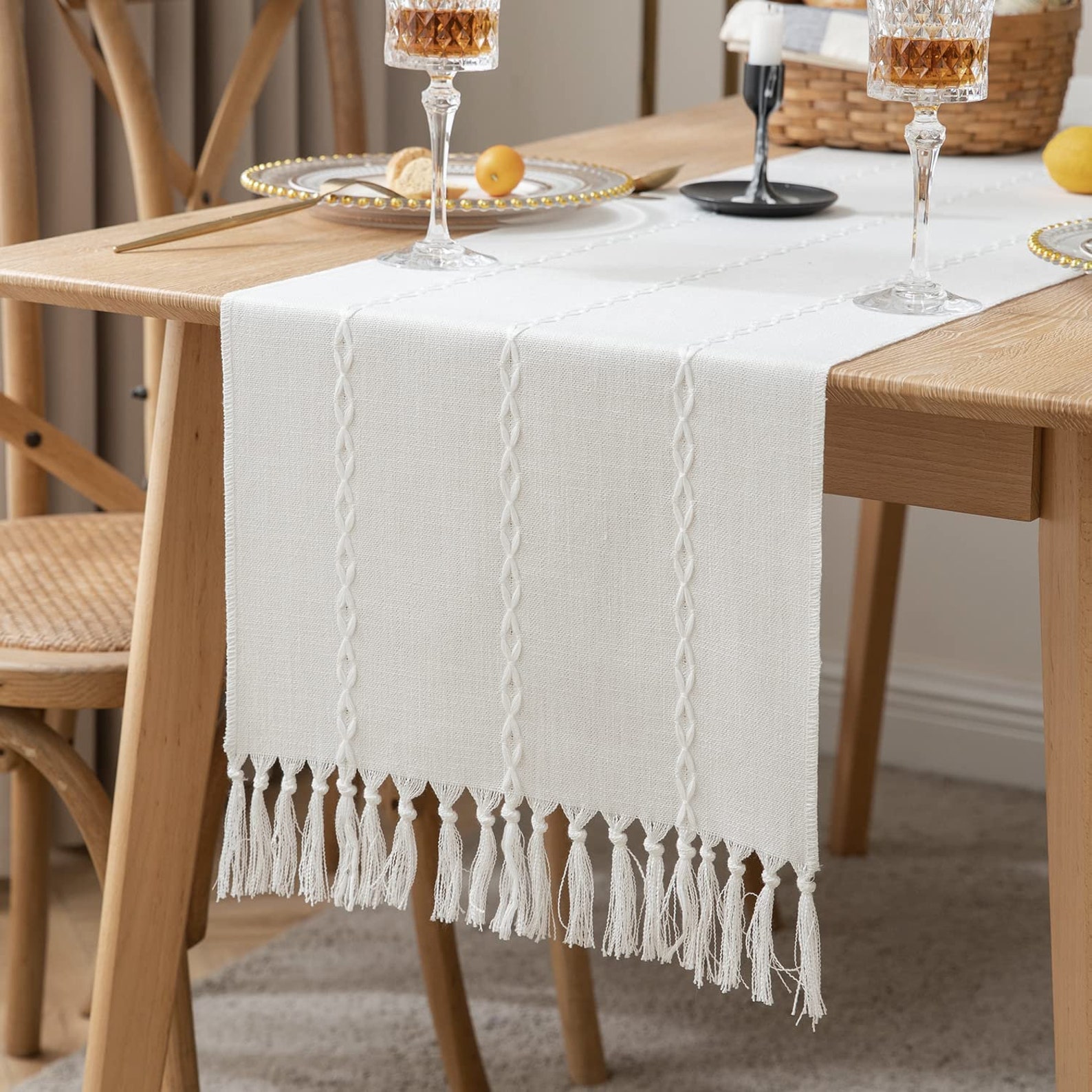 Off White Table Runner Rustic Table Runners Cotton Linen Etsy