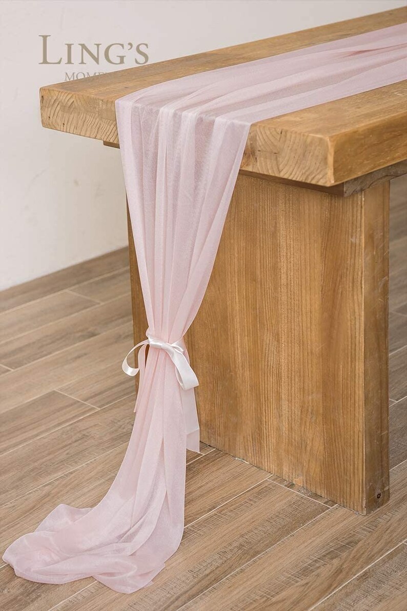 Blush Sheer Chiffon Table Runner for Wedding Rustic Wedding Etsy