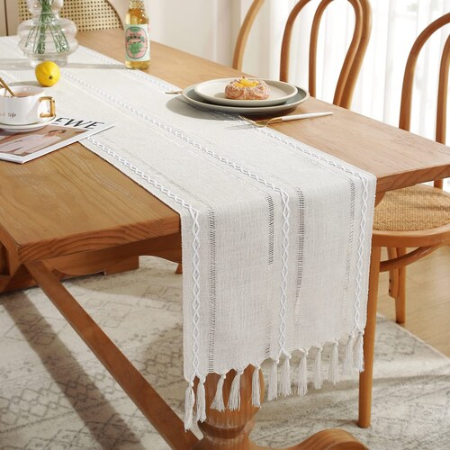 Off White Table Runner Rustic Table Runners Cotton Linen Etsy
