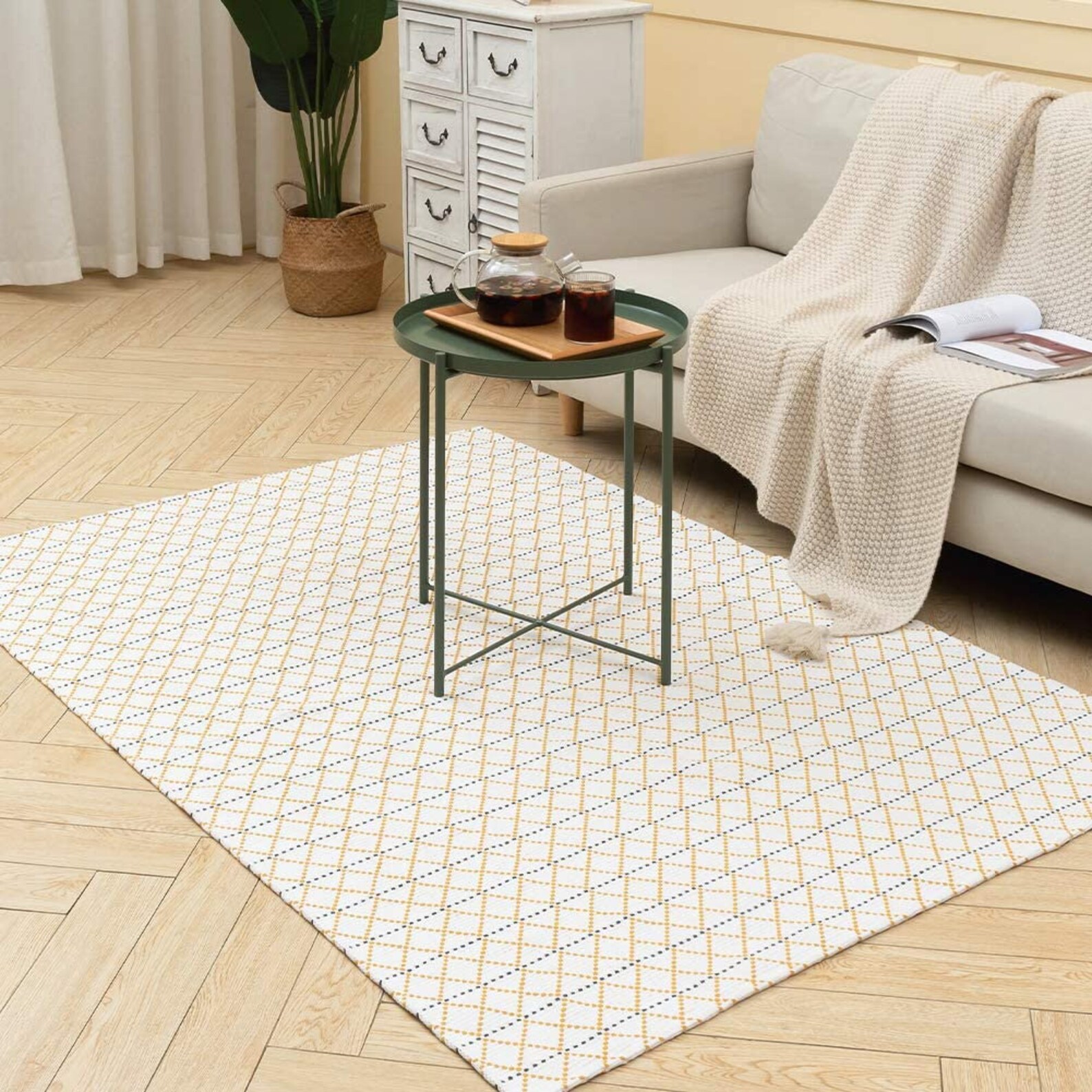 Boho Rug Small and Large Cotton Woven Area Rug Washable Etsy