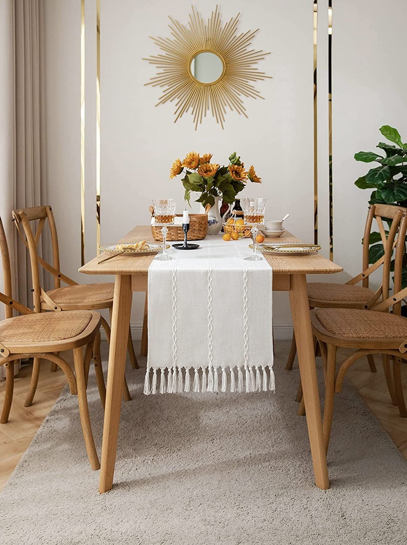 Off White Table Runner Rustic Table Runners Cotton Linen Etsy