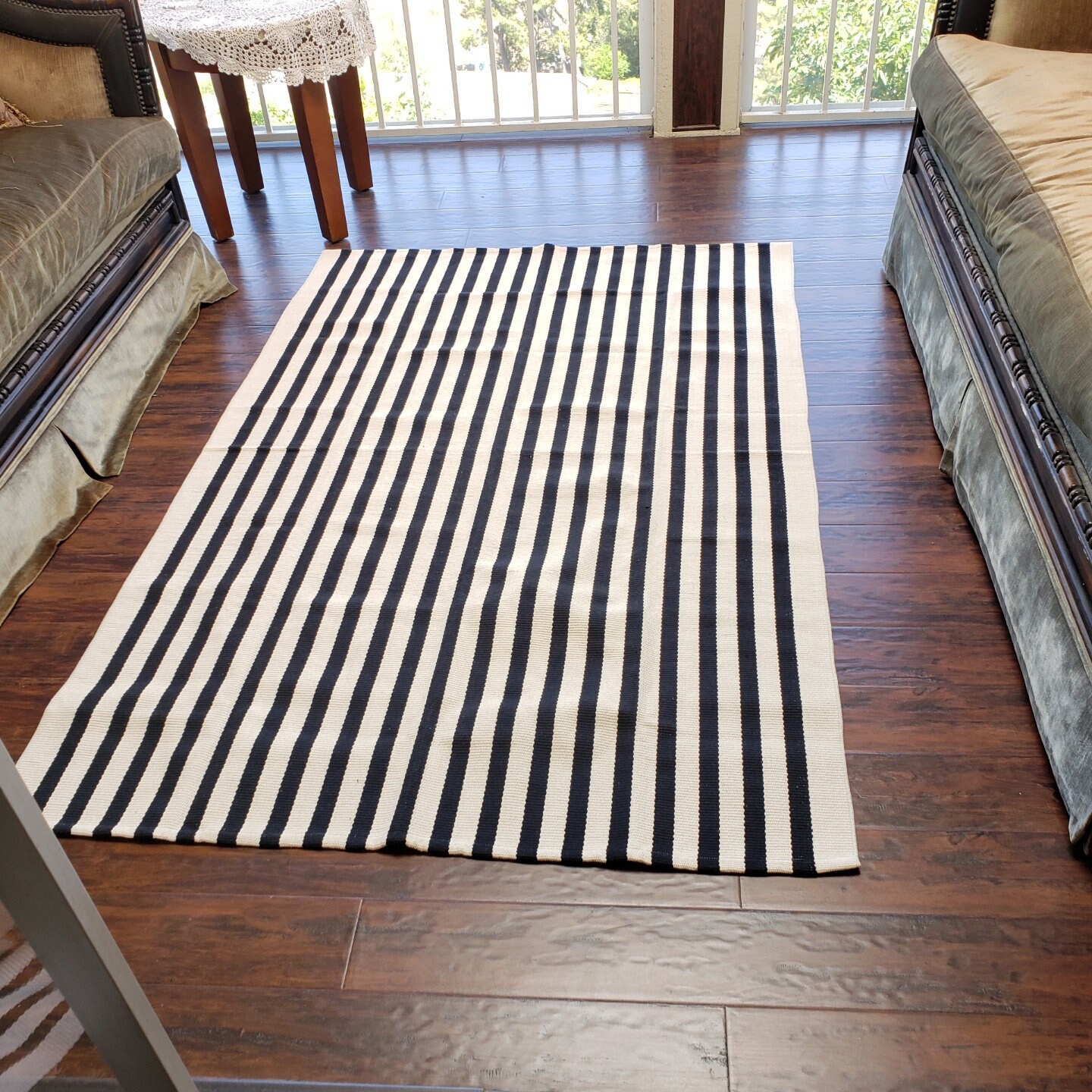 Black and off White Cotton Woven Area Rugs Bohemian Rug Etsy