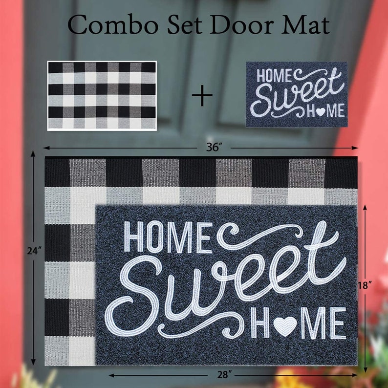 Front Door Mat Outdoor,Welcome Mats Outdoor Buffalo Plaid,Front Porch Rug,Home Sweet Doormat,Non Slip Entryway Indoor Outdoors Mats,Doormat and Rug Combo Front Door Mat Outdoor,Welcome Mats Outdoor Buffalo Plaid,Front Porch Rug,Home Sweet Doormat,Non Slip Entryway Indoor Outdoors Mats,Doormat and Rug Combo