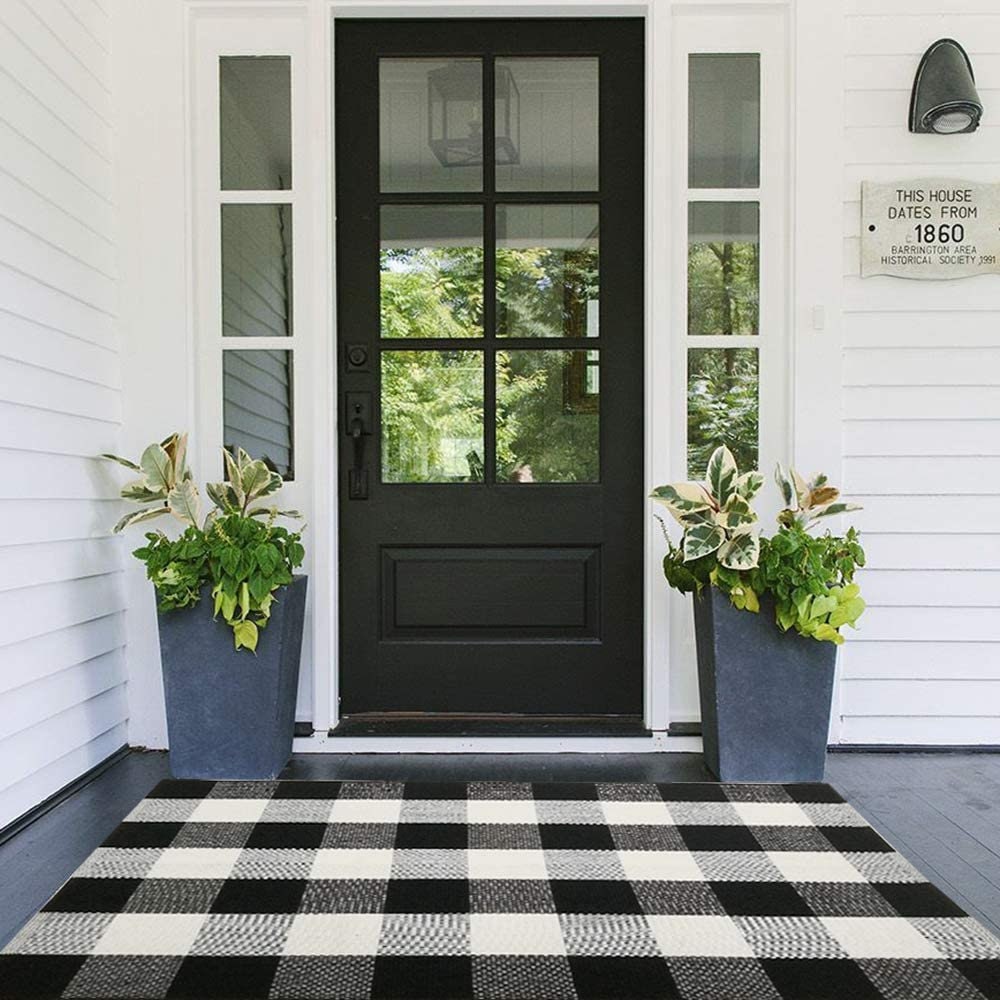 Buffalo Plaid Rug Layering Front Door Rug Outdoor Cotton Etsy